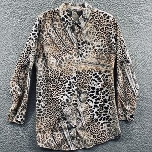 Chicos Womens Leopard Tunic Top S Animal Print Baroque Boho Artsy Statement